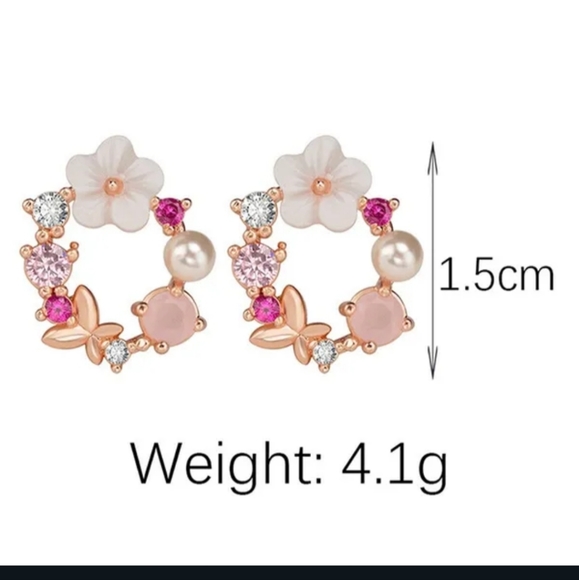 🎊🎊NEW🎊🎊GORGEOUS!! Dainty Wreath Earrings in ROSE GOLD Plating - Picture 8 of 16